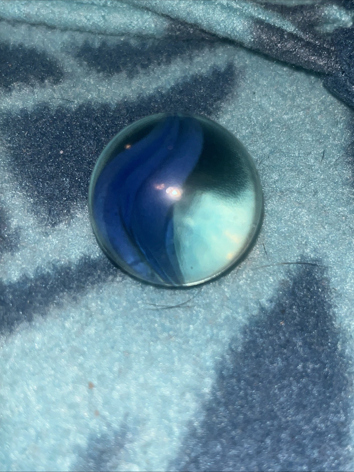 Hard to Find Peltier Blue Banana Cats Eye Shooter Vintage Marble