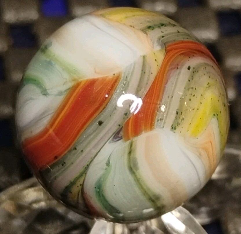 .69″ D.A.S. MARBLES💥”ALLEY SILVERBACK” SWIRL TOYS MINT-