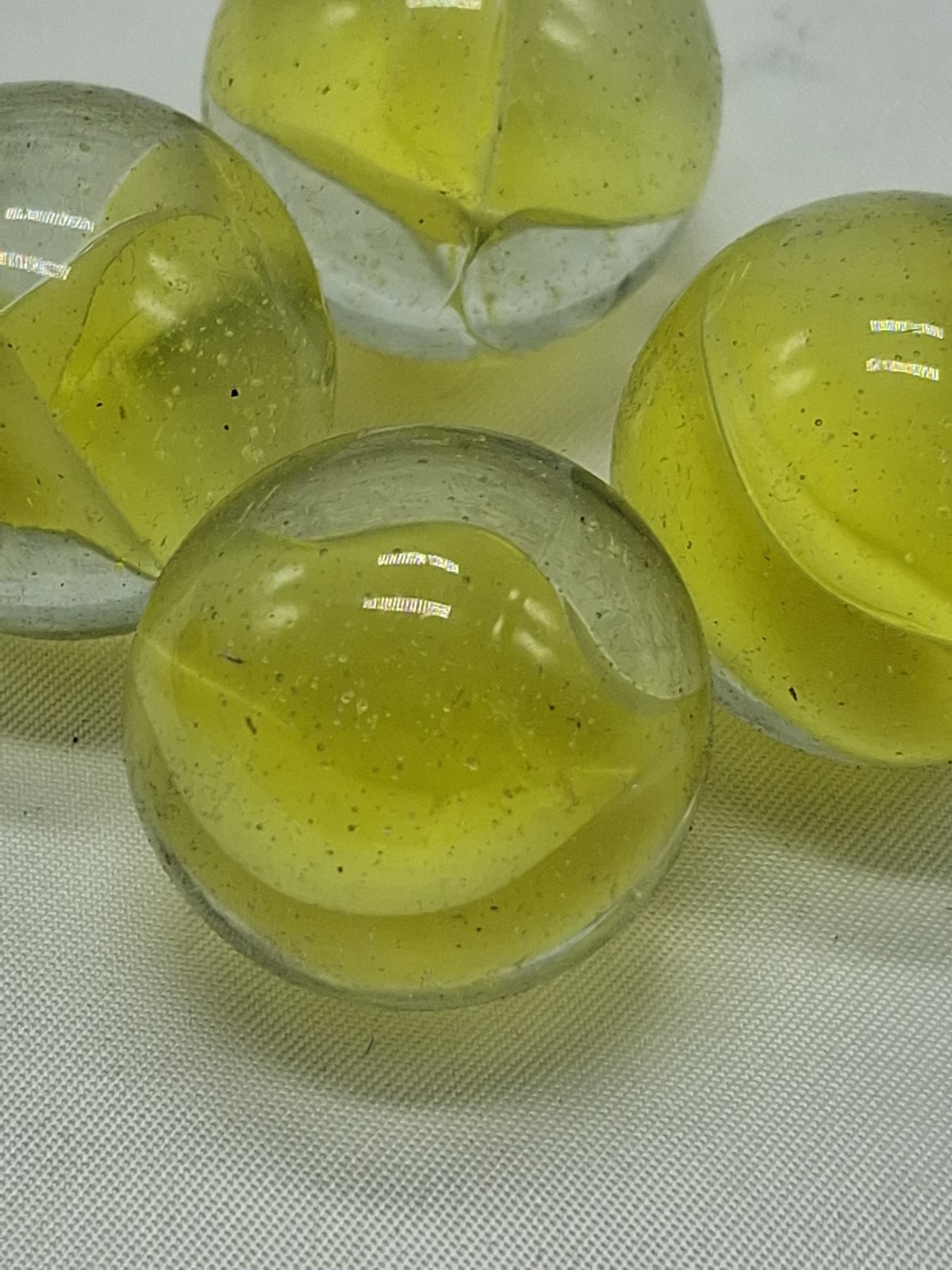 4 Marbles Cats Eyes Shooters / Boulders 1”, Yellow Color-Collectibles