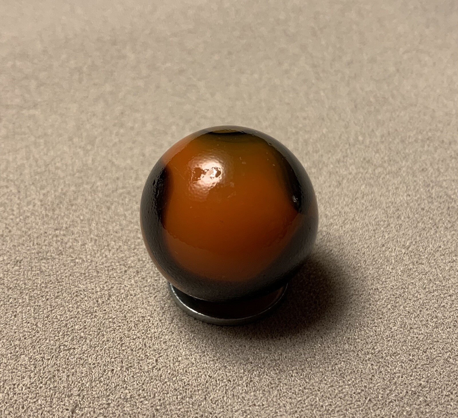 Vtg Alley Agate Company Orange Black Gray Swirl Glass Shooter Marble 0.858”