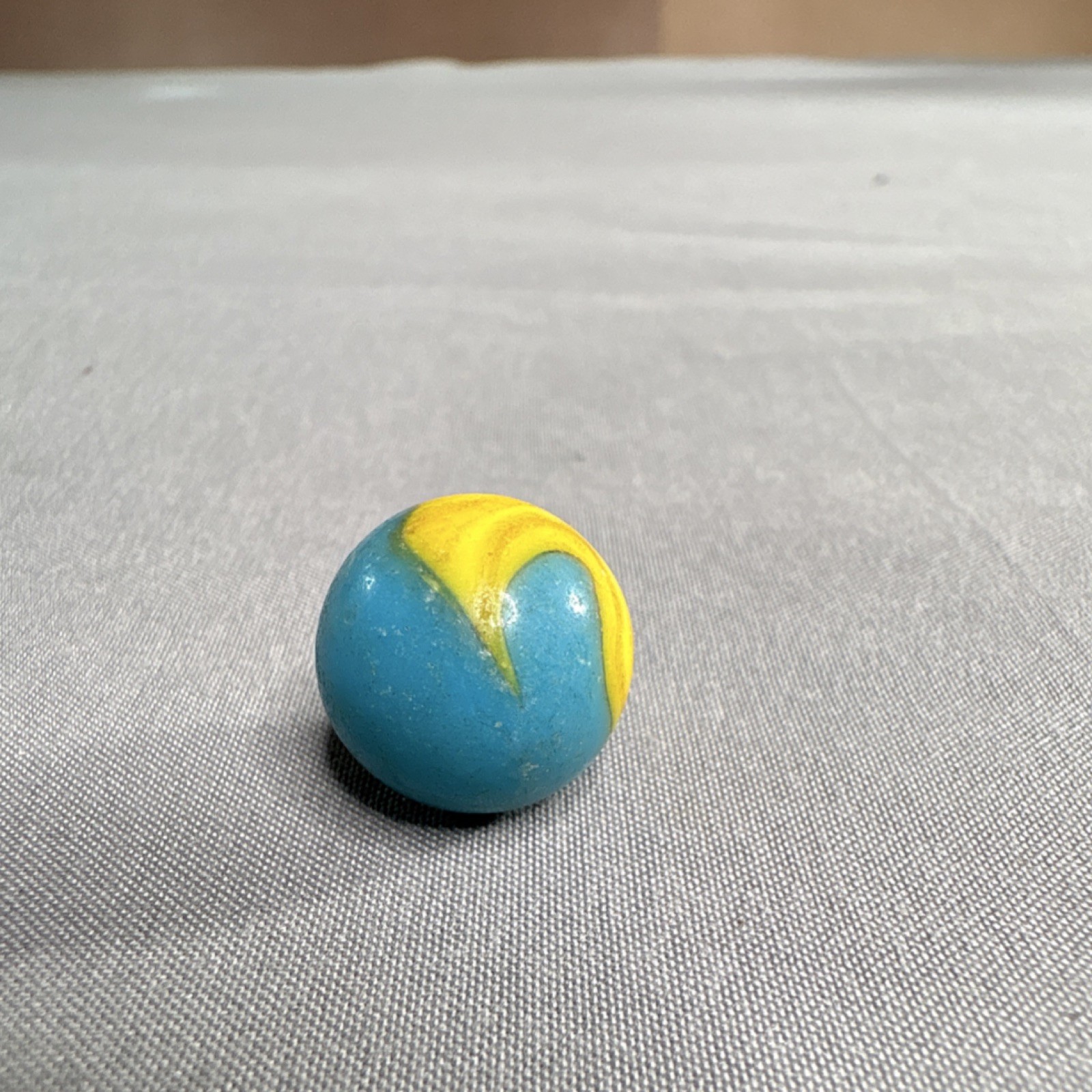 Blue & Yellow Swirl Style Glass Toy Marble Single Piece, Ages 17 Years & Up