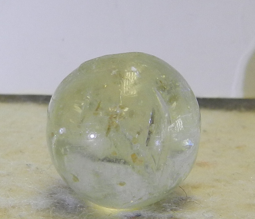 #17798m Vintage German Handmade Clear Glass Mica Marble .70 Inches