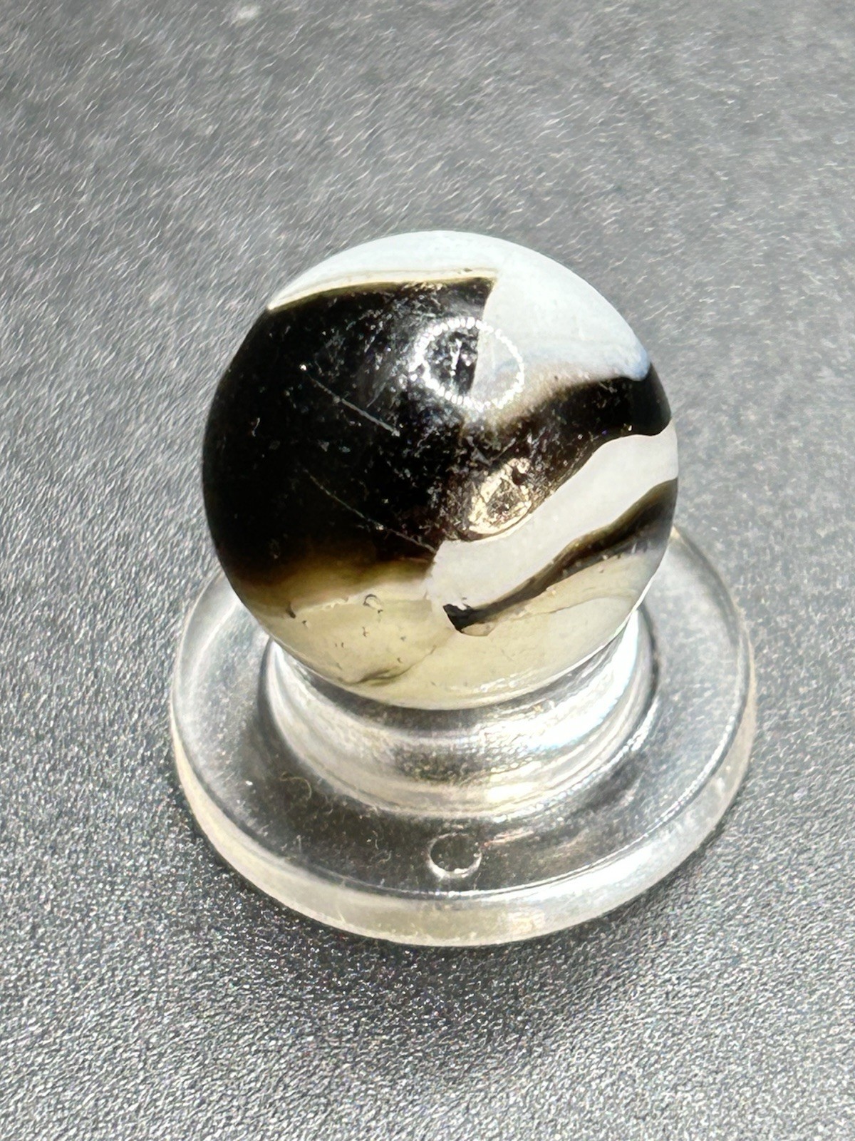 Peltier Zebra Marble w/ Aventurine Two Color Zebra Vintage Marbles 0.591”