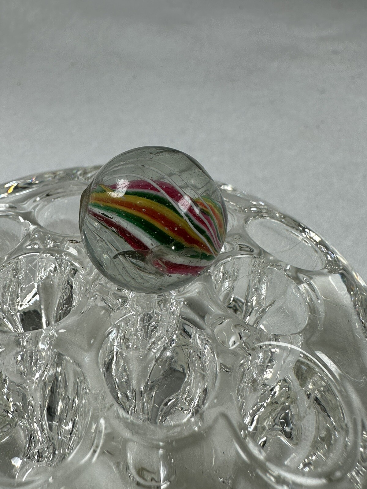 MARBLE 1800’S HANDMADE GERMAN 3/4″ “SOLID CORE” RED WHITE GREEN YELLOW CLEAR