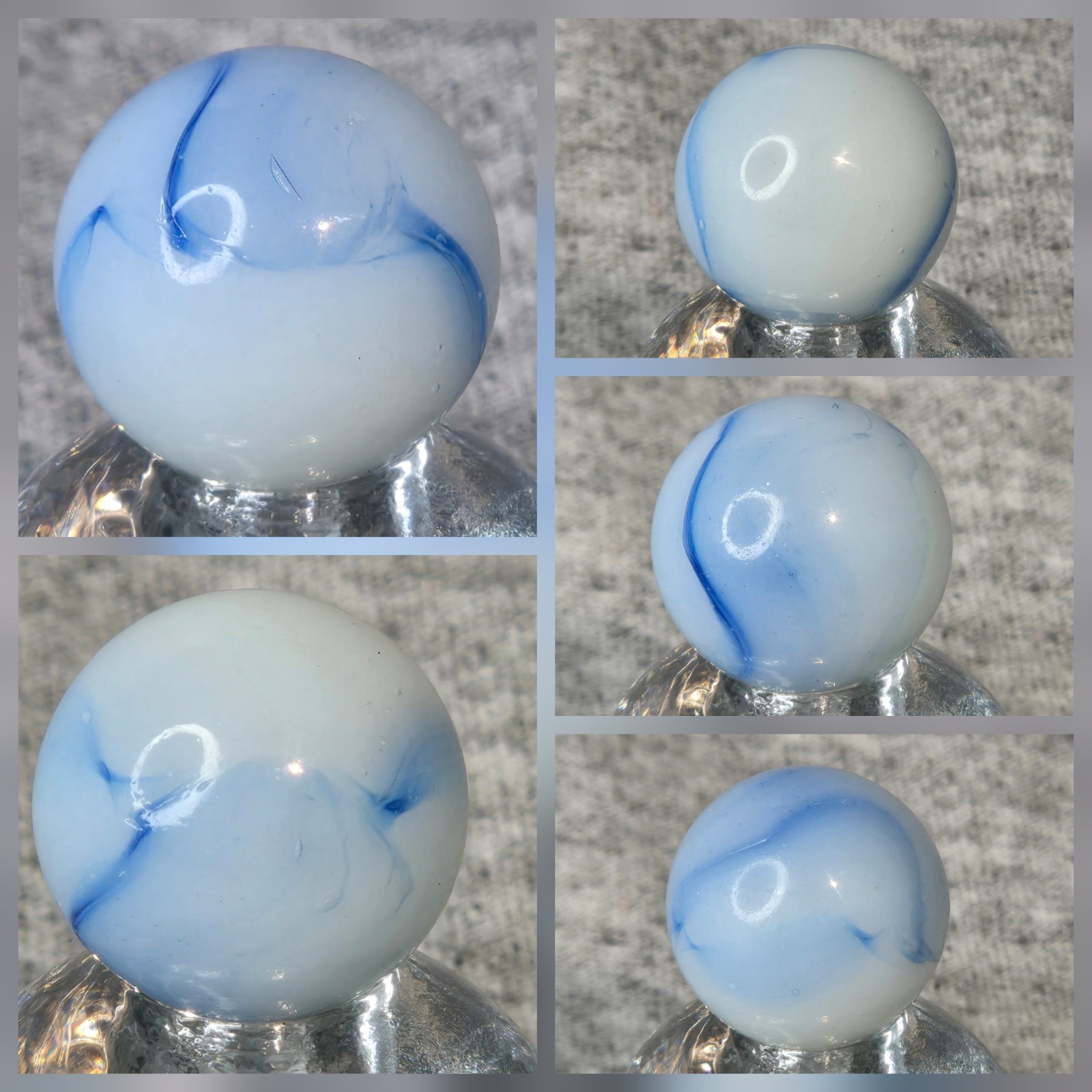 20 Peltier National Line Rainbo NLR Blue Baseball Pattern Marbles #002