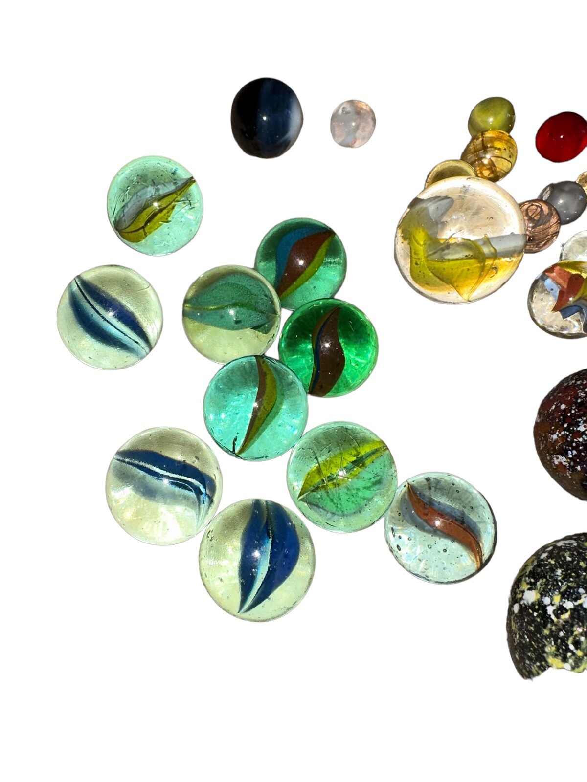 Lot Of 63 Marbles Jupiter Cat’s Eye Frosted Blue Pink Clear Iridescent