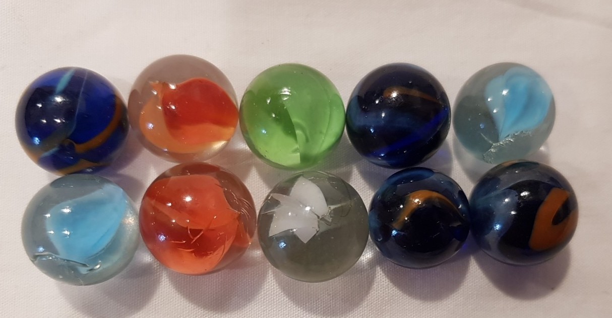 Vintage Colorful 10 Small Marbles(B-13)