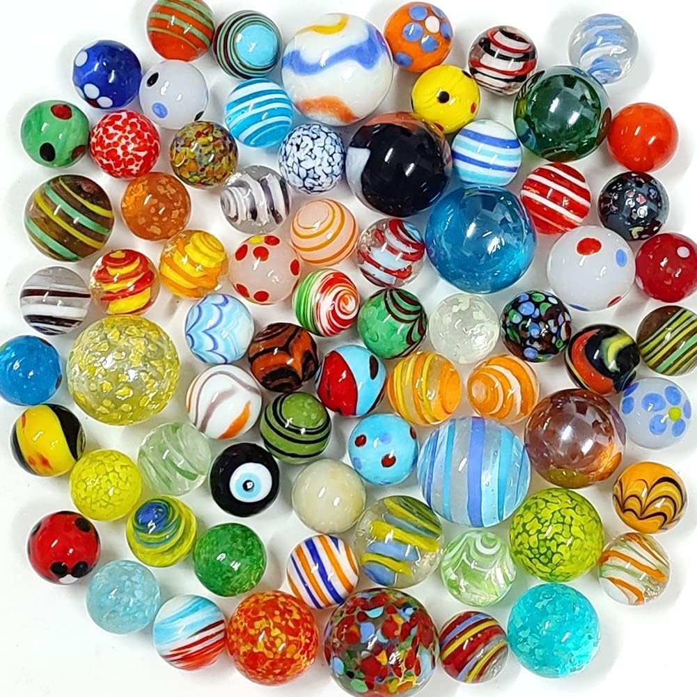 71pcs Assorted Glass Marbles Set for Kids – Cool Colors