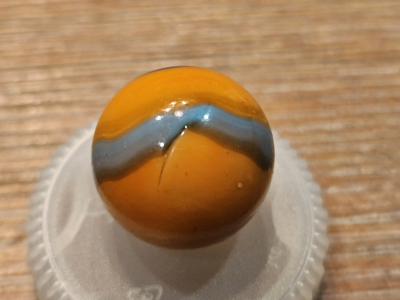 Unique Maui Fish Hook Swirl Orange and Blue Marble