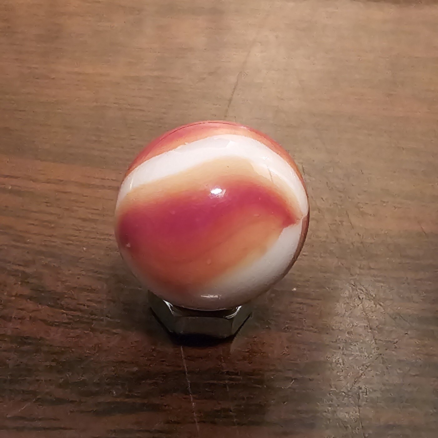 Vintage Marble King Rainbo Red Orange .61 Agate Glass Marble