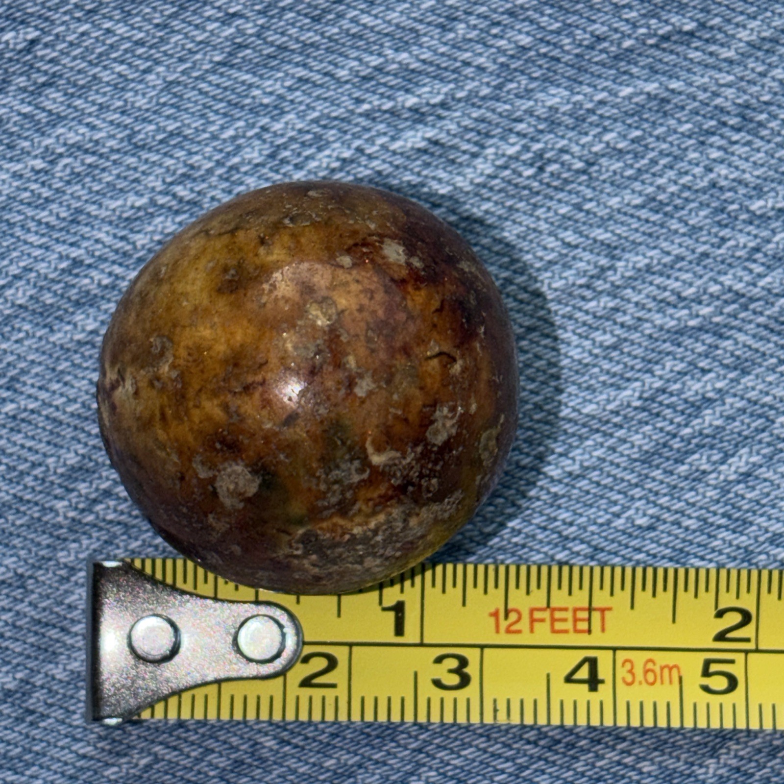 German Bennington Hard Clay Marble Large 1.25” Brown