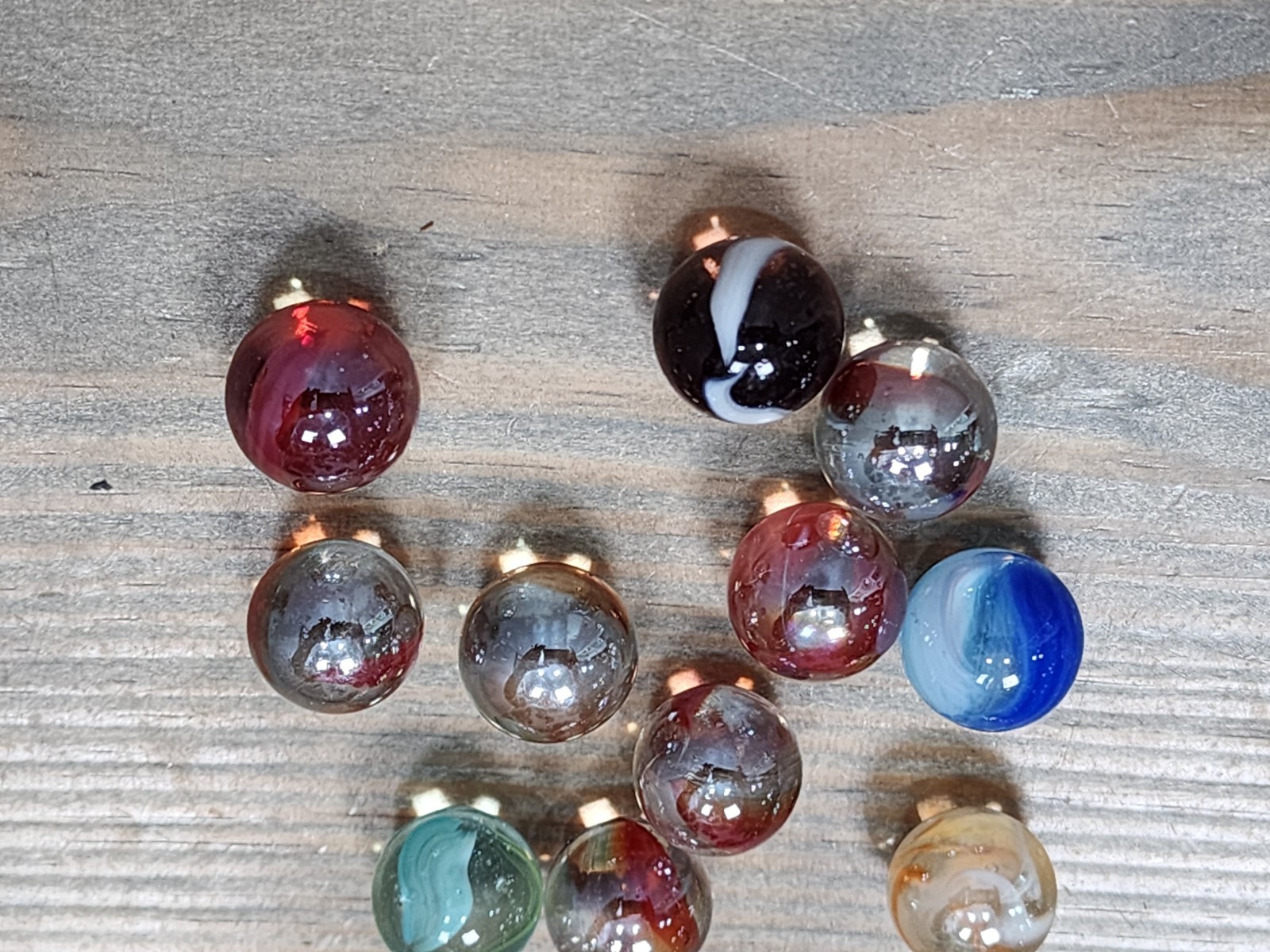 Lot Of 11 Vintage Marbles, Includes Cats Eye, Opaque