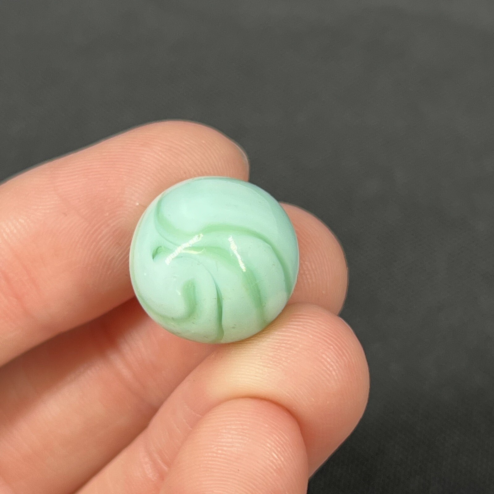 Vintage Agate Christensen Peltier Art Glass Swirl Marble .6” Mint Green