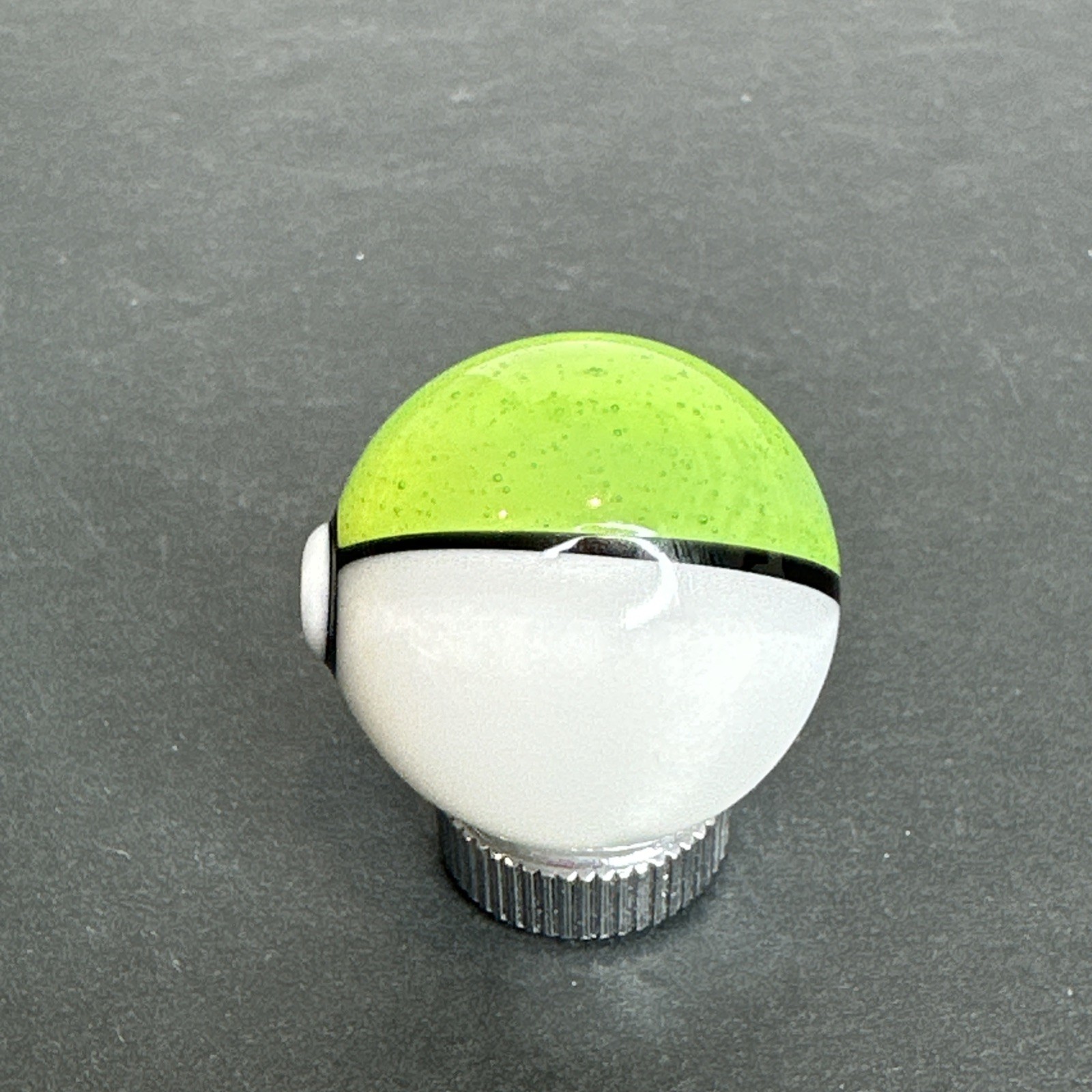 Contemporary Handmade Art Glass Marble 1.01″ Green Slime Pokeball Slurper MIB