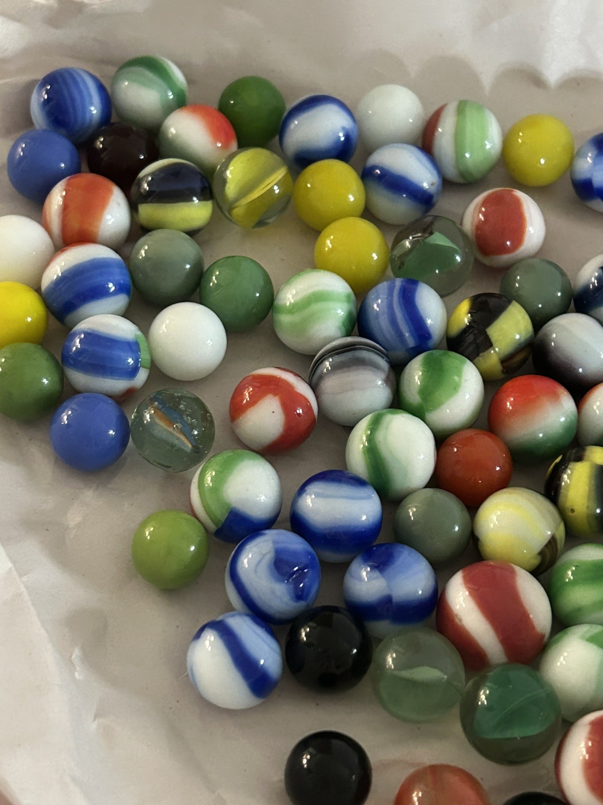 Vintage Glass Marble Lot of 89 Assorted Swirls Cats Eye Opaque Shooter Mix