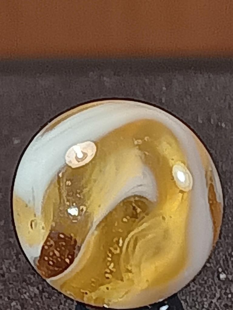 5/8″ Akro Agate Light Peach Ice White Slag Swirl Near Mint Serious Marble B198