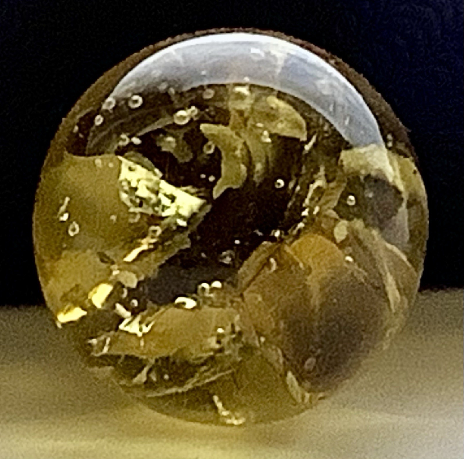 Vintage Estate Gold Vitro Crackle Glass Marble 8/16” Bubbles