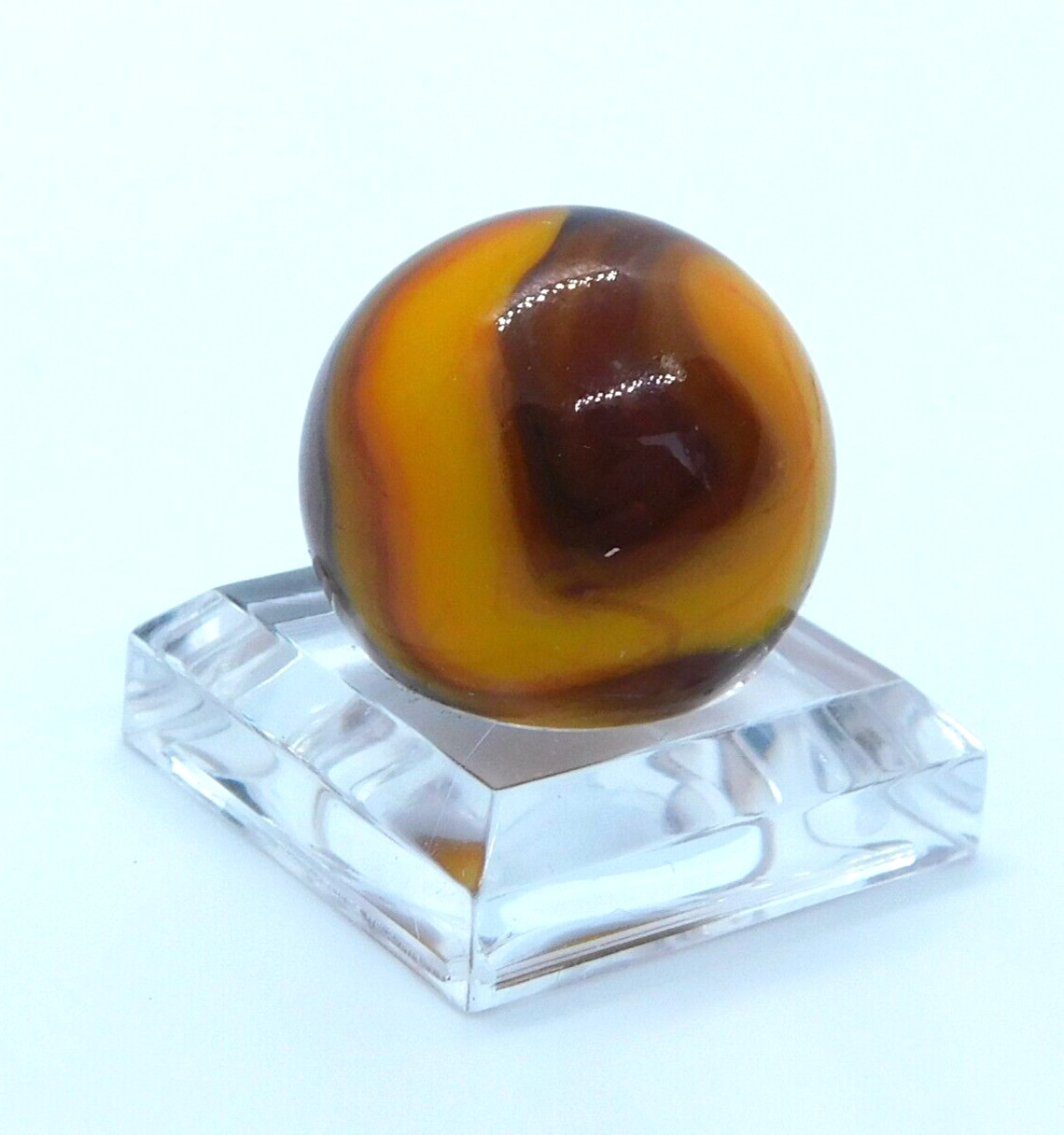 Glass Marble Orange Brown Black Slag Swirl with Veins 18mm (0.7″) Mint.