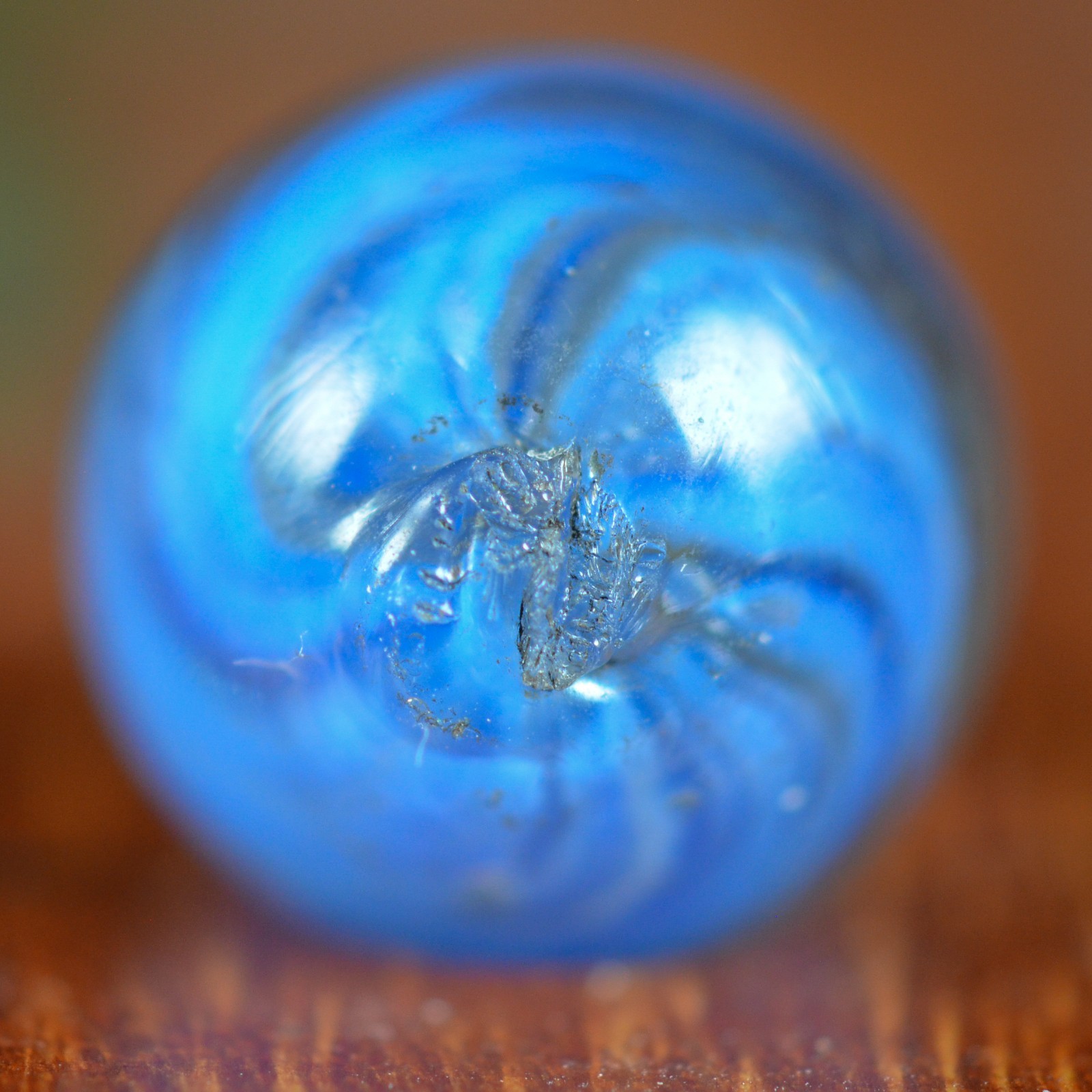 Handmade Blue Onionskin Marble, 0.6 inch, Near Mint+, Germany, 1860-1920, S1591