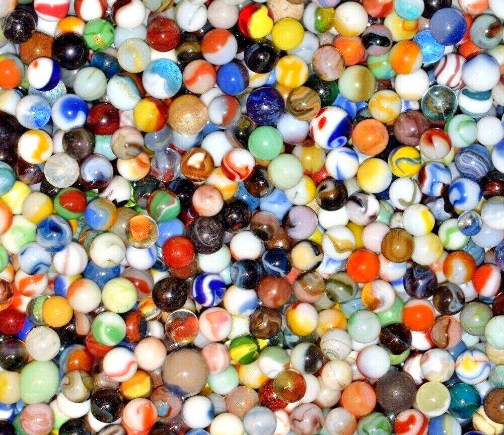 All American Old Fashion Lot of 35 Mixed Vintage Marbles Appox Size .625″=5/8″