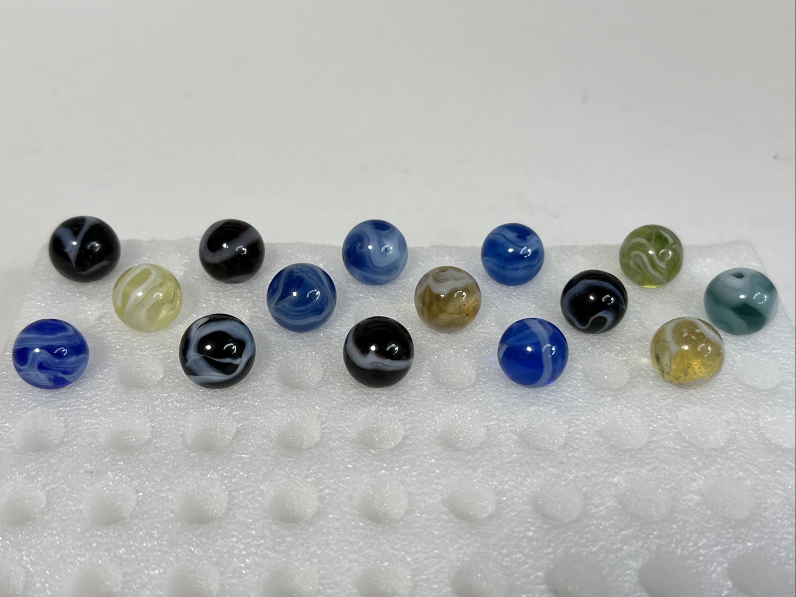 115 Lot Of 15 Vintage Alox Swirl Marbles!