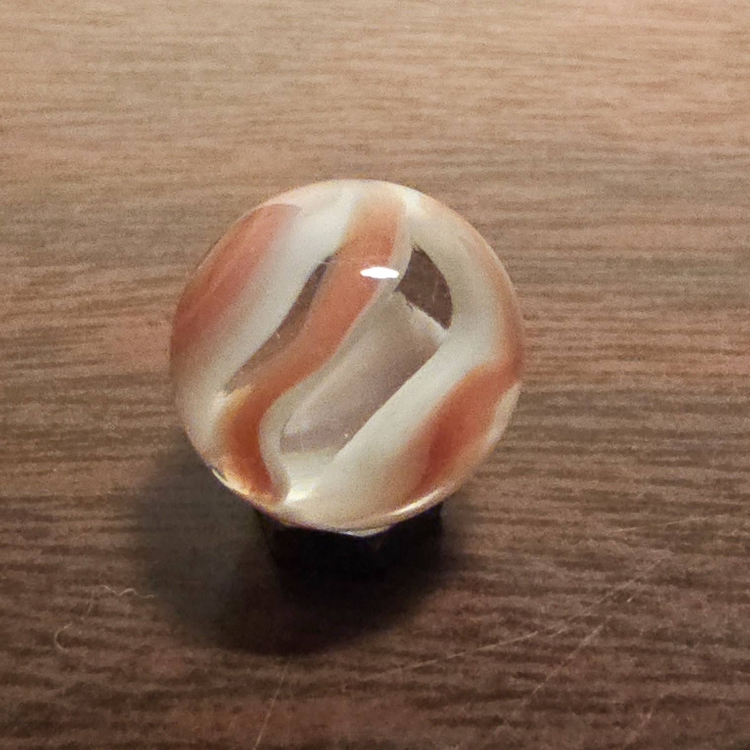 Vintage Vacor Burnt Orange White Spaghetti Ribbon .625″ Glass Marble