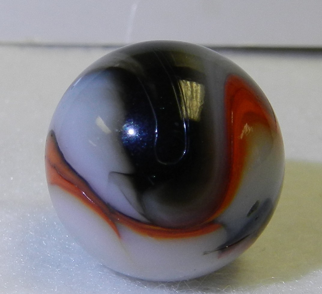 #20326m Huge .84 or 27/32 Vintage Peltier Glass NLR Rebel Shooter Marble *Mint*
