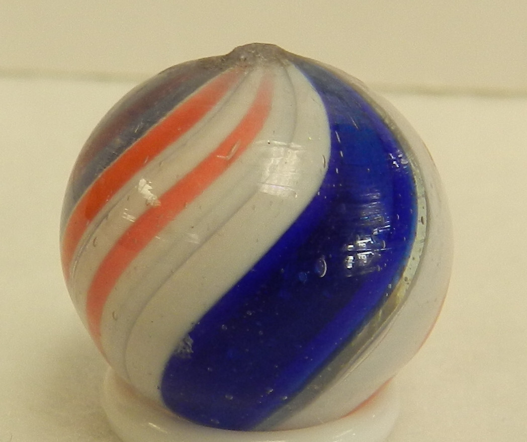 #17207m .75 Inches Vintage German Handmade Peppermint Swirl Marble