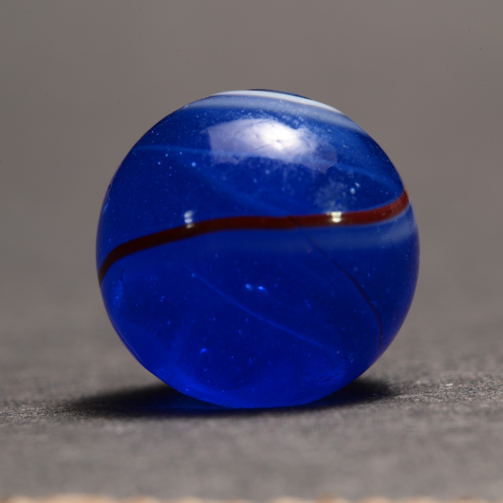 Rare Oxblood & Blue Greiner Antique German Handmade Marble 1850’s 16.6mm 21/32”
