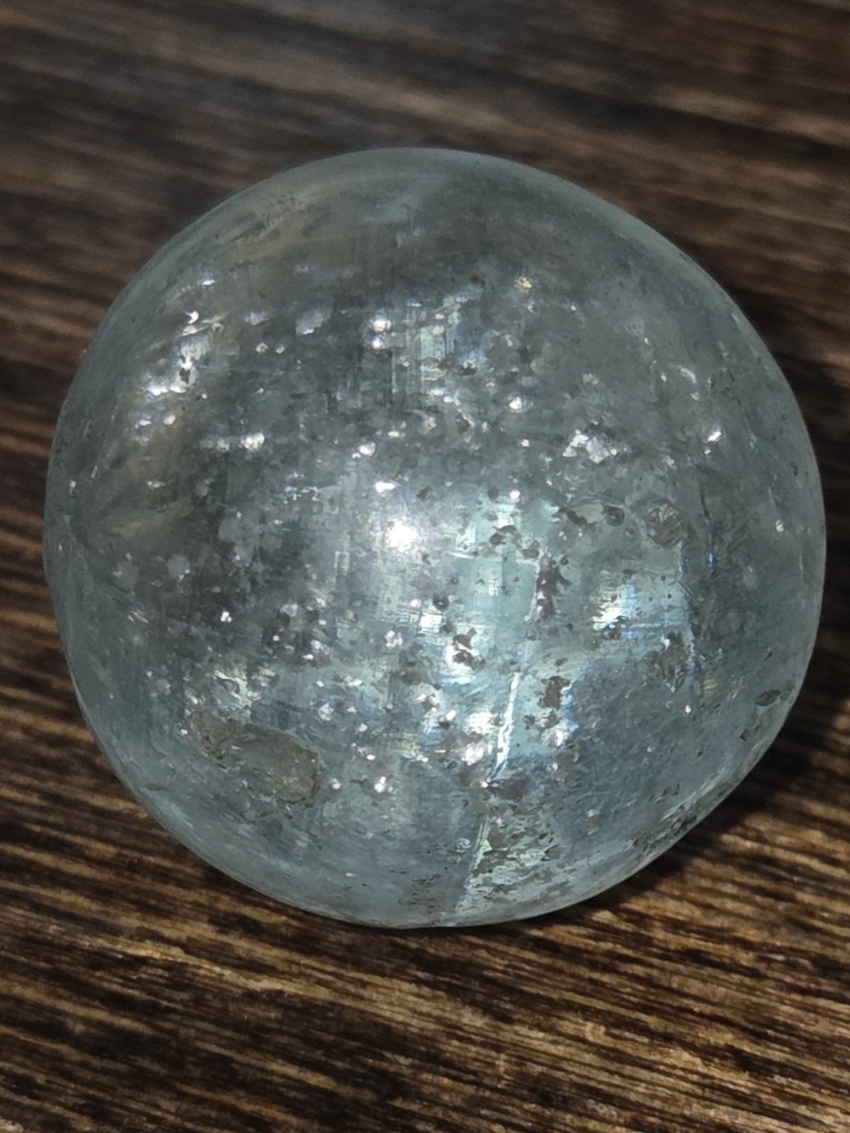 .91″ Vintage German Handmade Mica Marble Clear