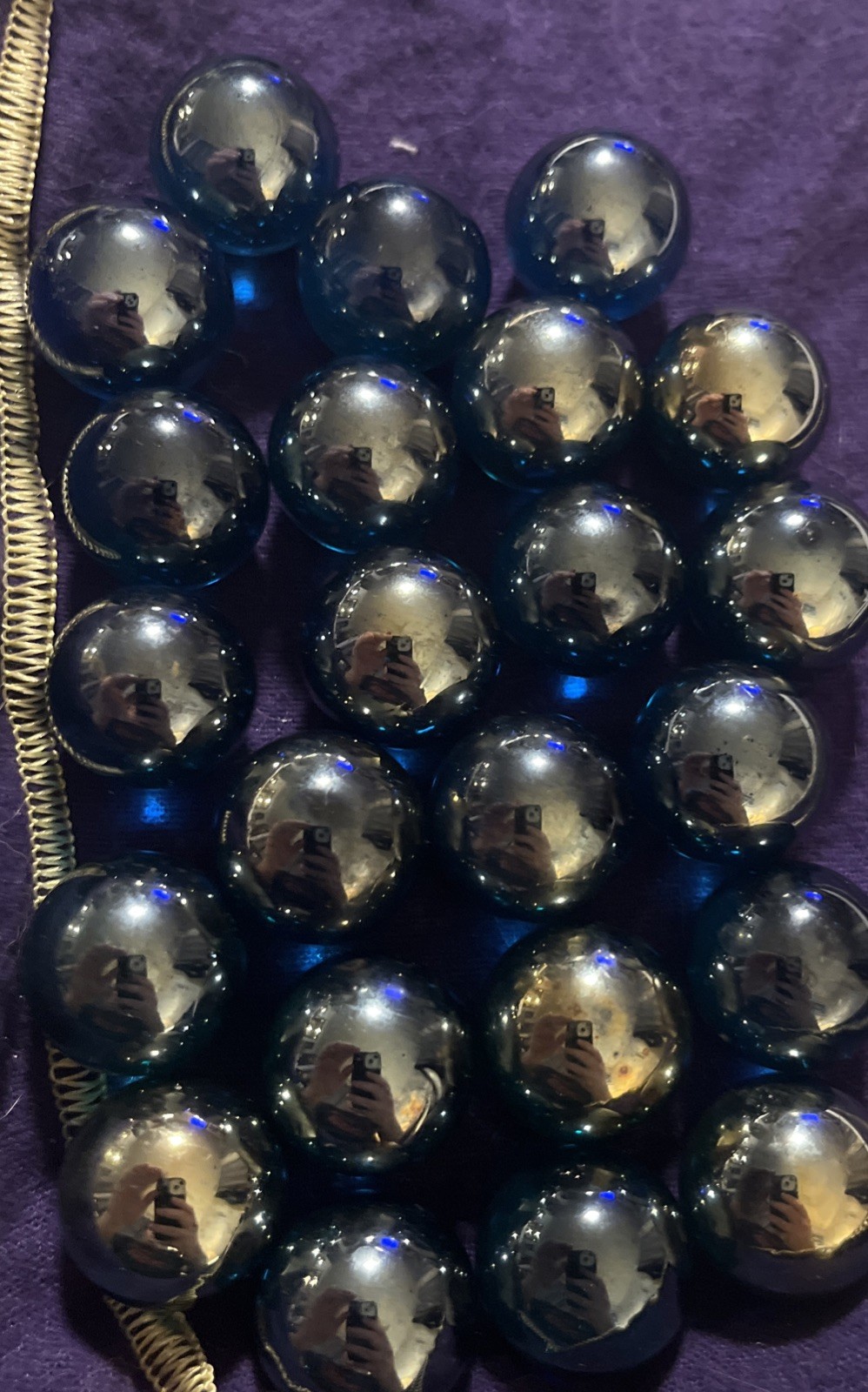 Mettalic Clear Luster Blue Iridescent Colored Marbles Lot Of 23 – 3/4 Inches