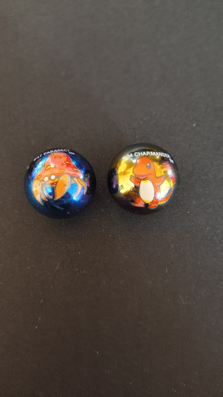 Pokemon Logo Printed Glass Toy Marbles Lot of 12, 2 Shiny