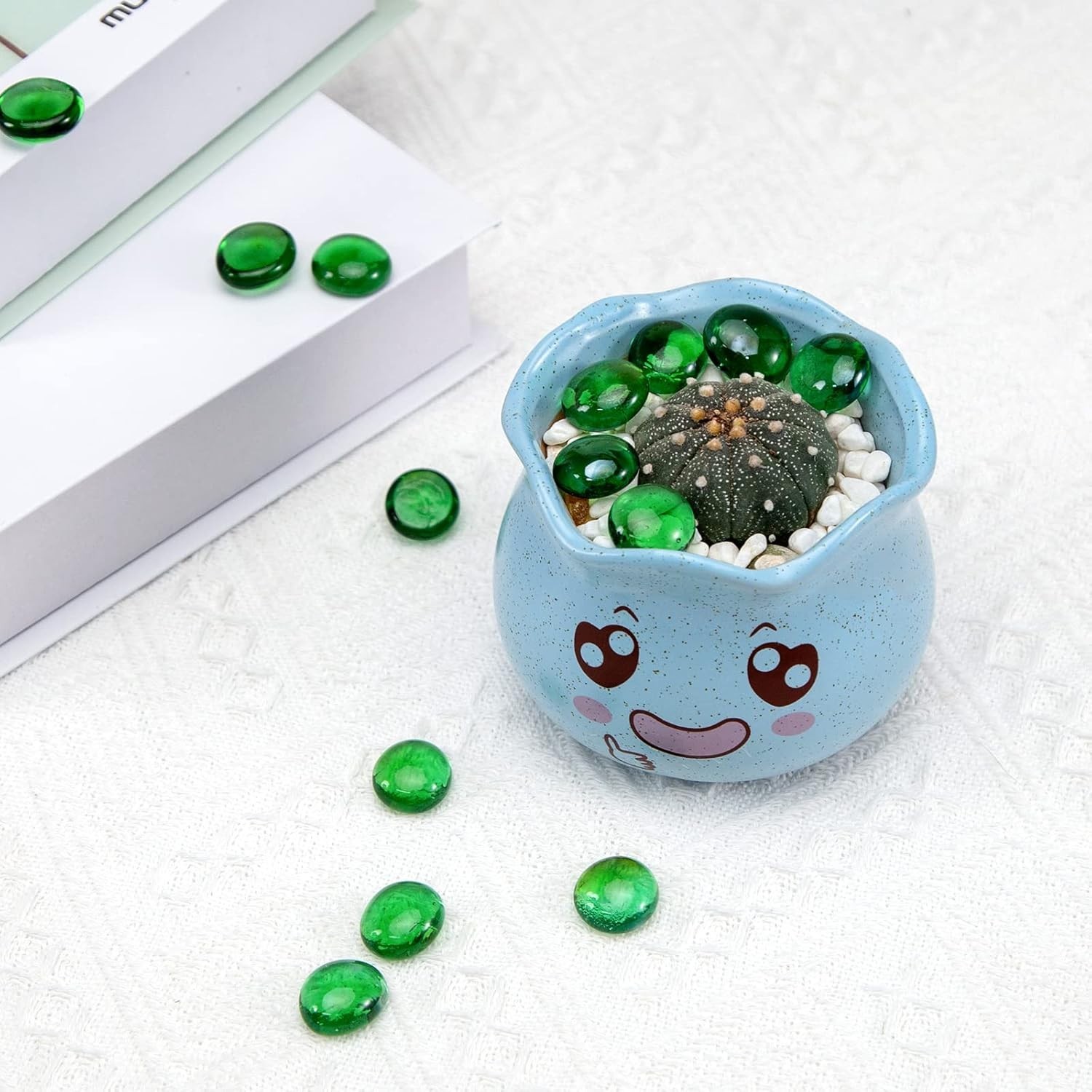 Translucent Green Flat Glass Pebbles, 0.6-0.7 Inches – Ideal for Crafts & Decor