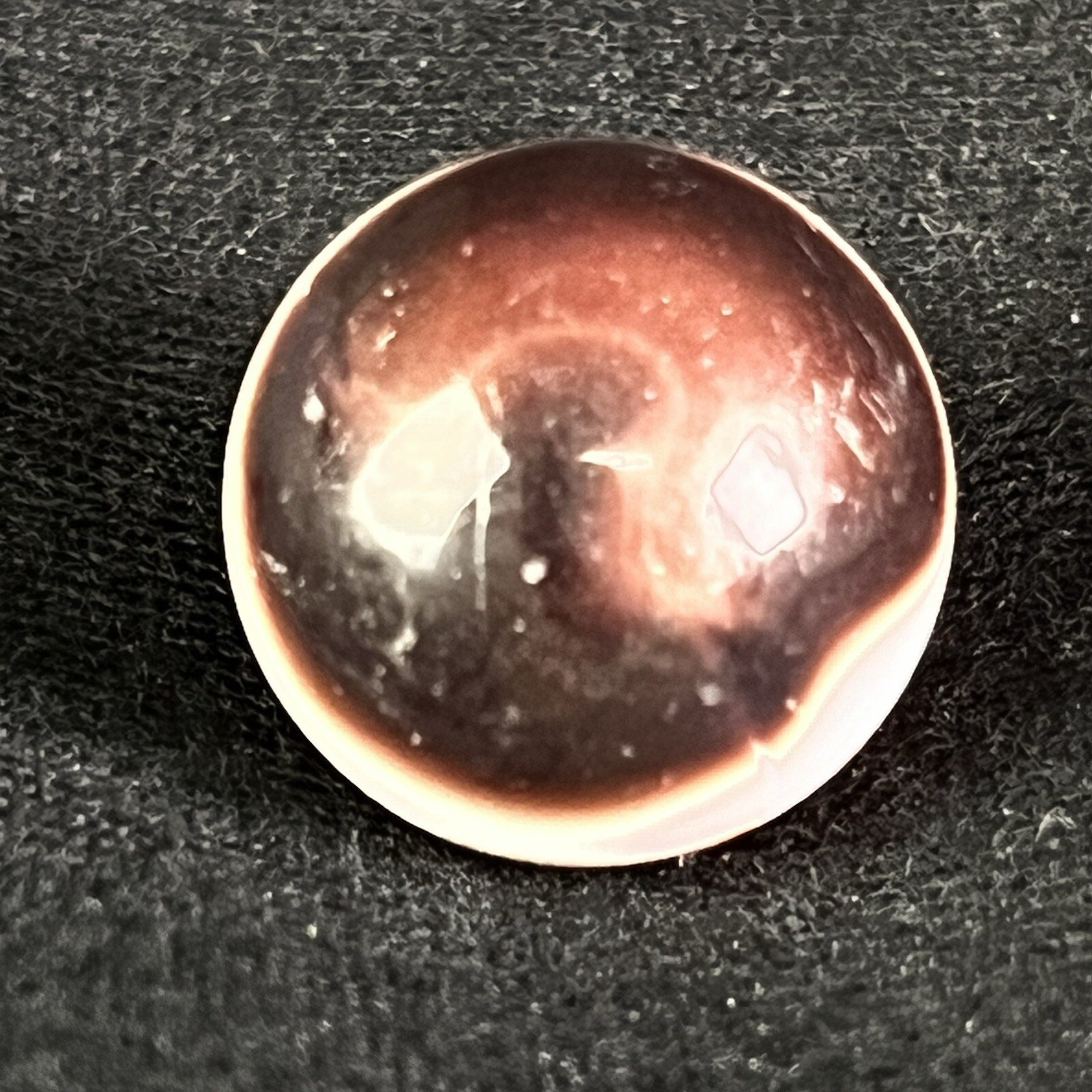 Vintage Akro Agate Peltier Art Swirl Glass Marble .62” Wite Brown Red-Orange