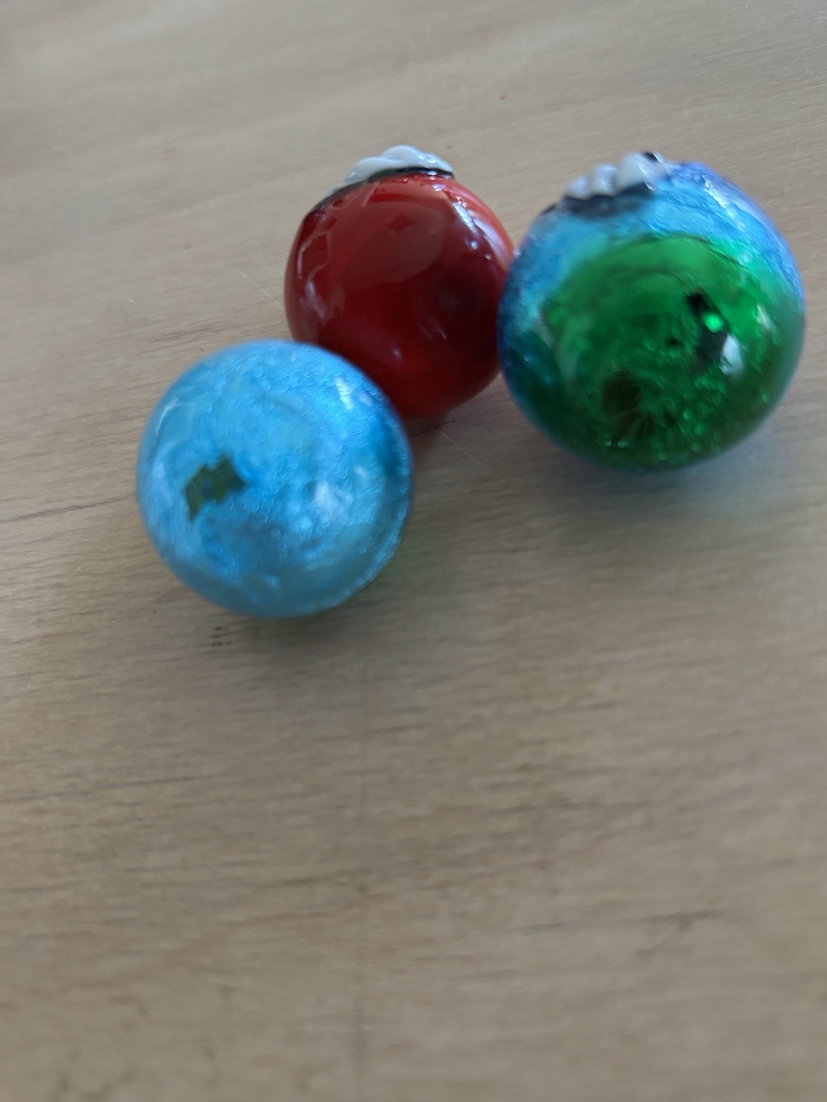 Shortie’s Fancy Handmade Playing&Hiding Marbles Lot Of 3 Snarky Holiday Ornament