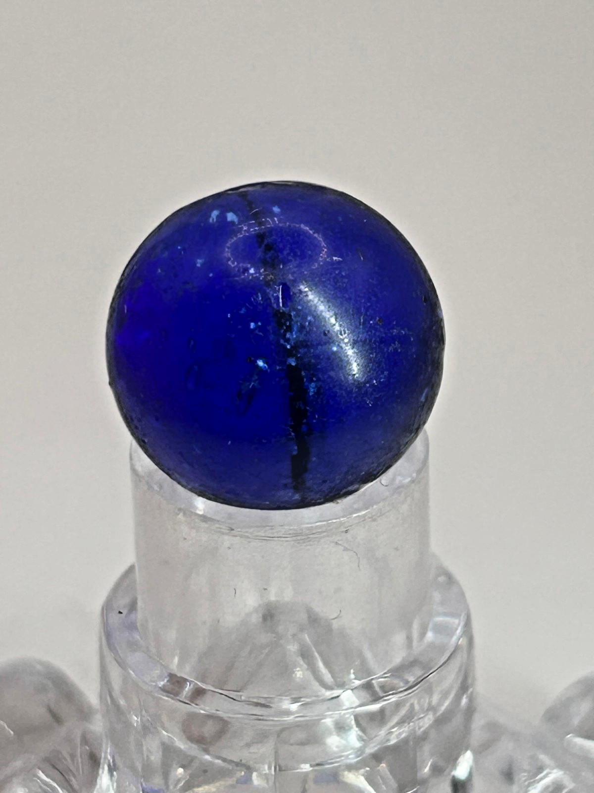 Antique German Handmade Blue Mica w/Filament Marble 83/128″ Mint m38