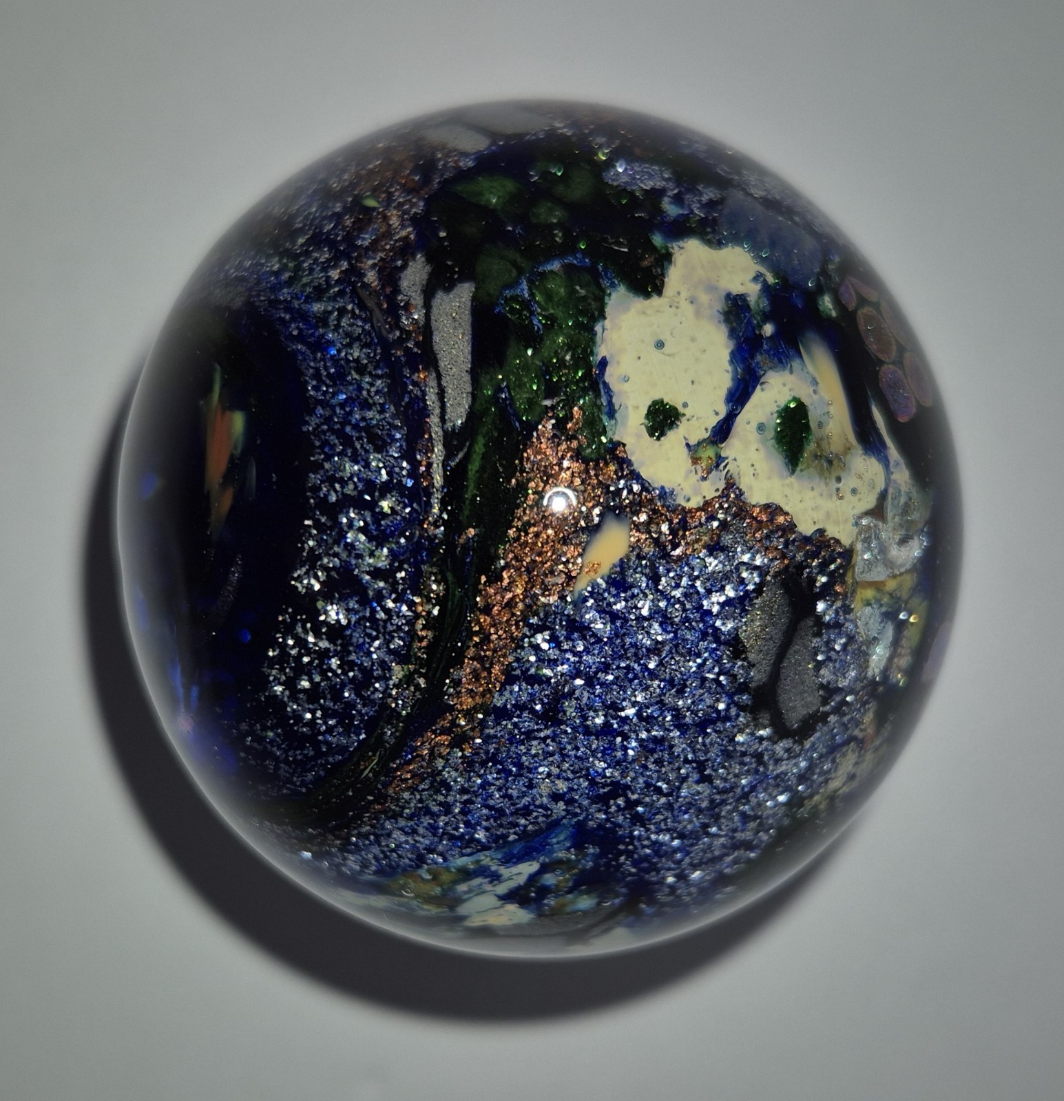Large 2.20″ Hand Made Dichroic Art Glass Marble 1592