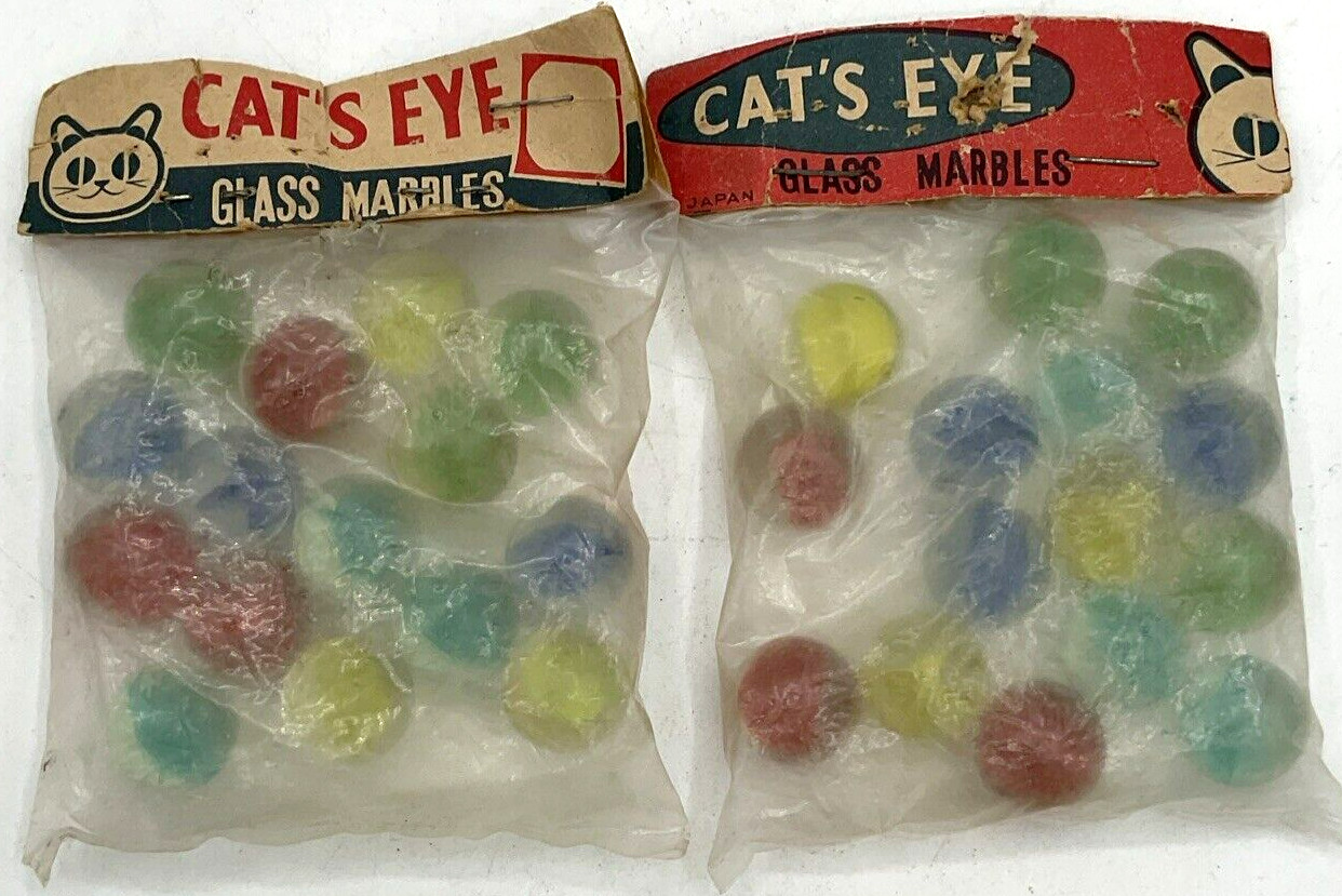 Lot of 2 Vintage Cat’s Eye Marbles Made in Japan Unopened 15 in Each Dime Store