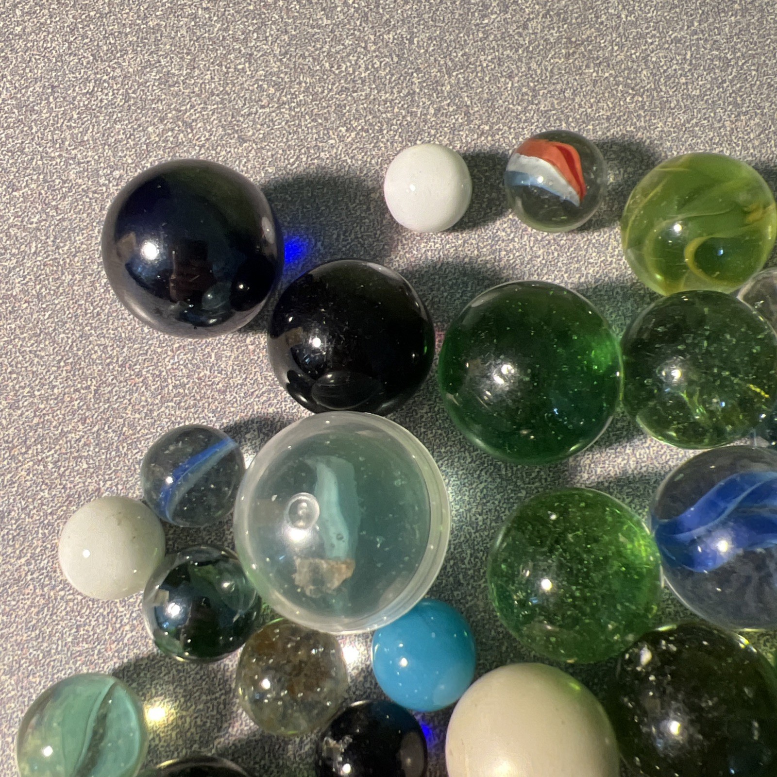 Lot of 70+ Mix of Makers Vintage Glass Marbles Hand Made Cat Eye Not Sorted