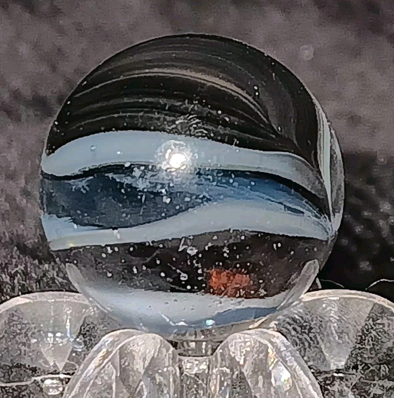 Vintage Vitro Agate Hybrid Cat’s Eye Marble. SIX FINGER. .60″ Nm Unique Example