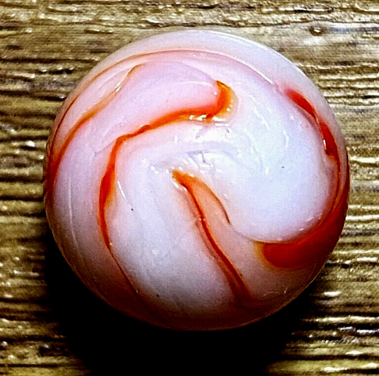 RARE END OF LINE SEAMED ALLEY AGATE ERRATIC FLAMES ERROR MARBLE .61″ NM+/- M237