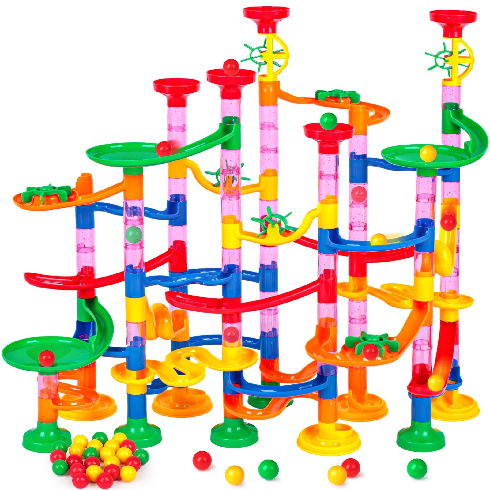 LovesTown Marble Run Toys, 133PCS Maze Game for Kid, Medium, Multi