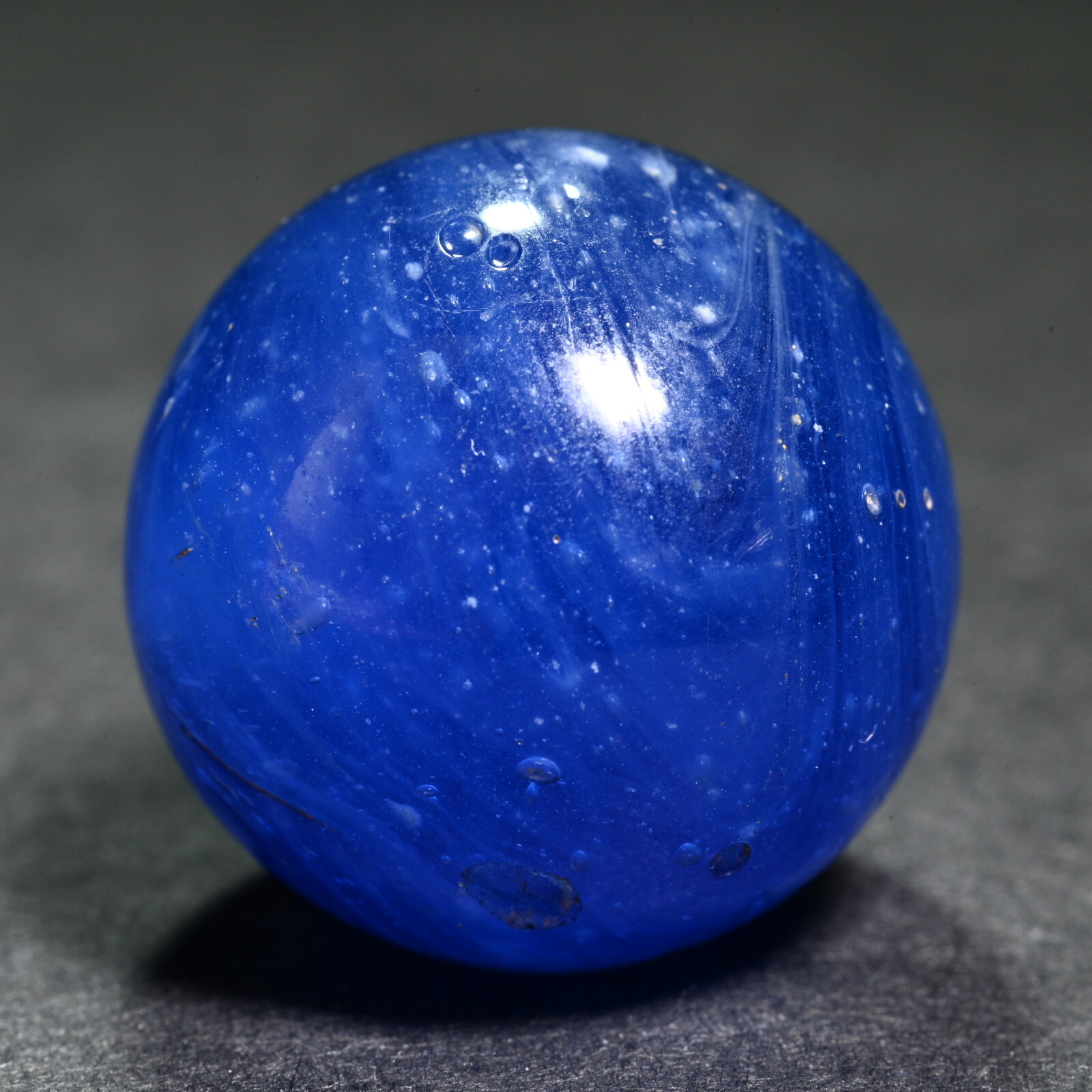 Greiner Antique German Handmade Marble Early 1860s Bubbly Blue 21.4mm 13/16”