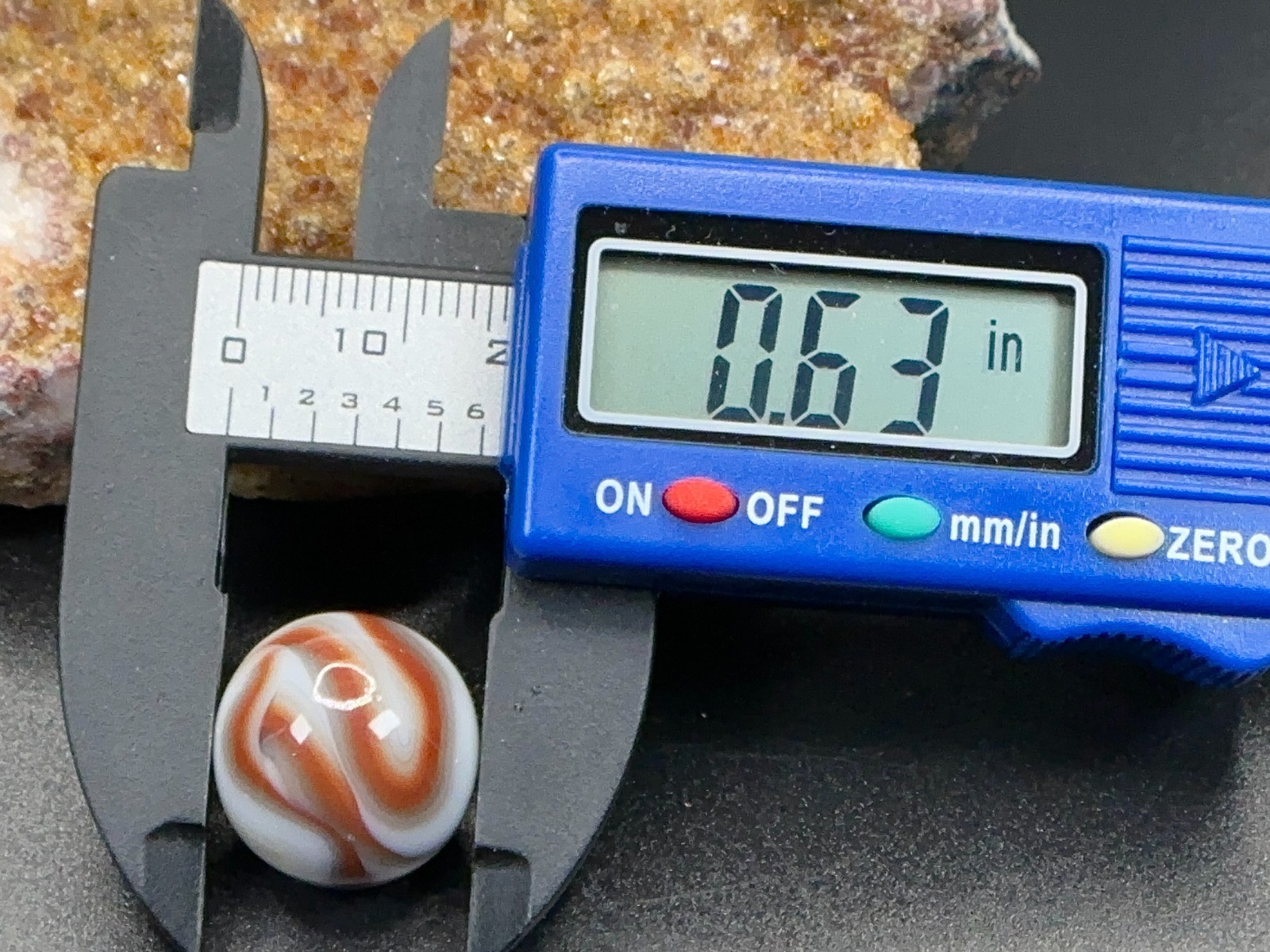 NICE Vintage CAC Christensen Agate Swirl Marble – Red White & Brownish – .63″