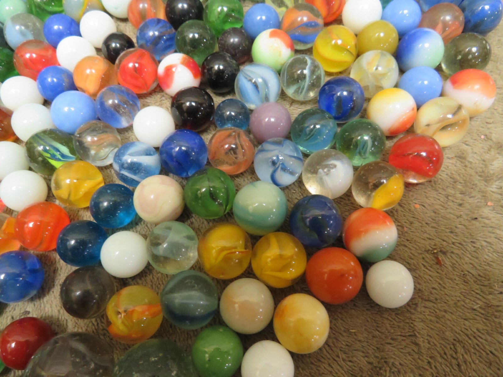 Vintage Glass Marble Toy Collection Mixed Shooters Peewees Standard Steelies