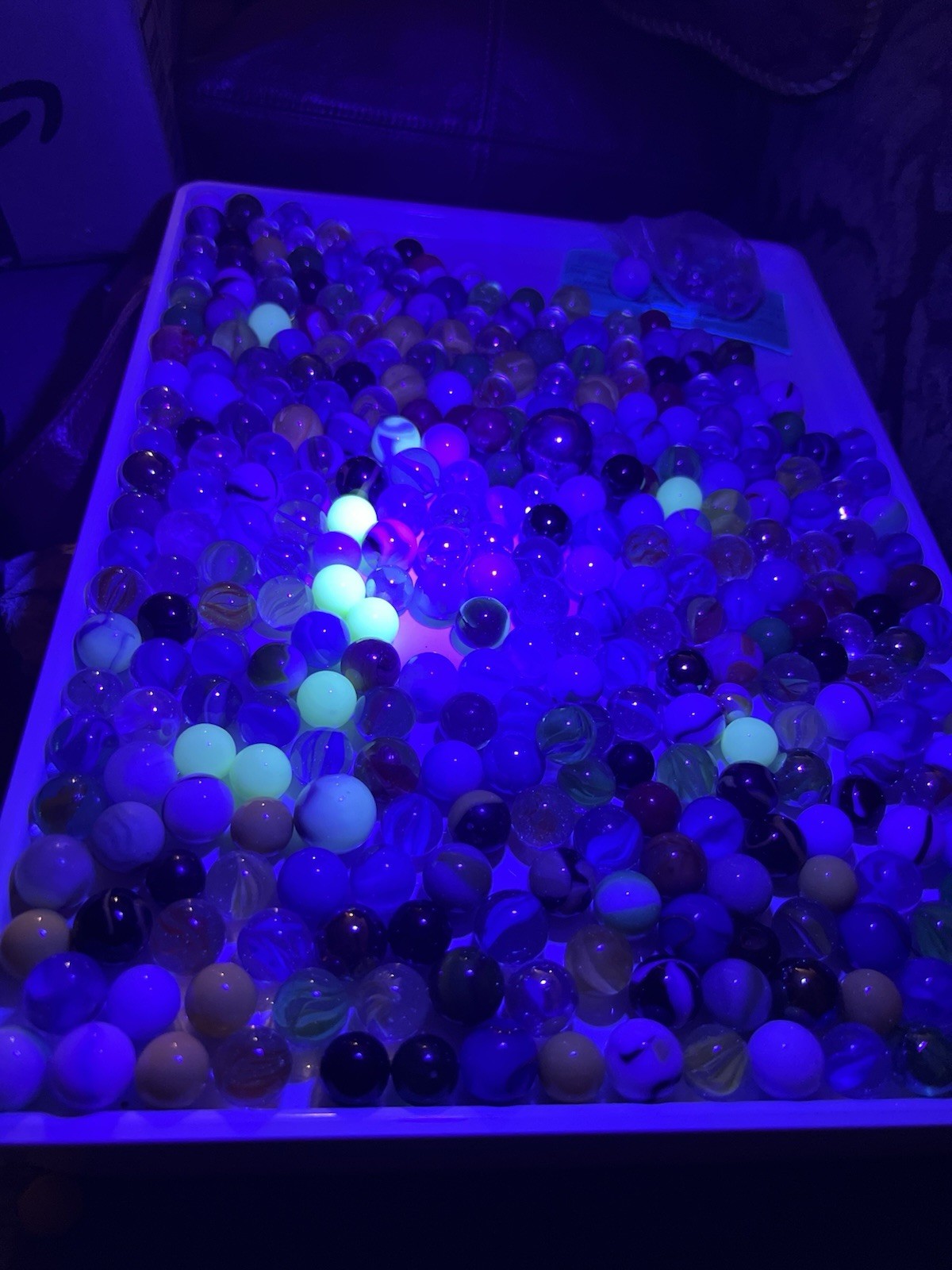 300+ Vintage & Machine Glass Marbles, Unsorted, UV Reactive, Steel Shooter