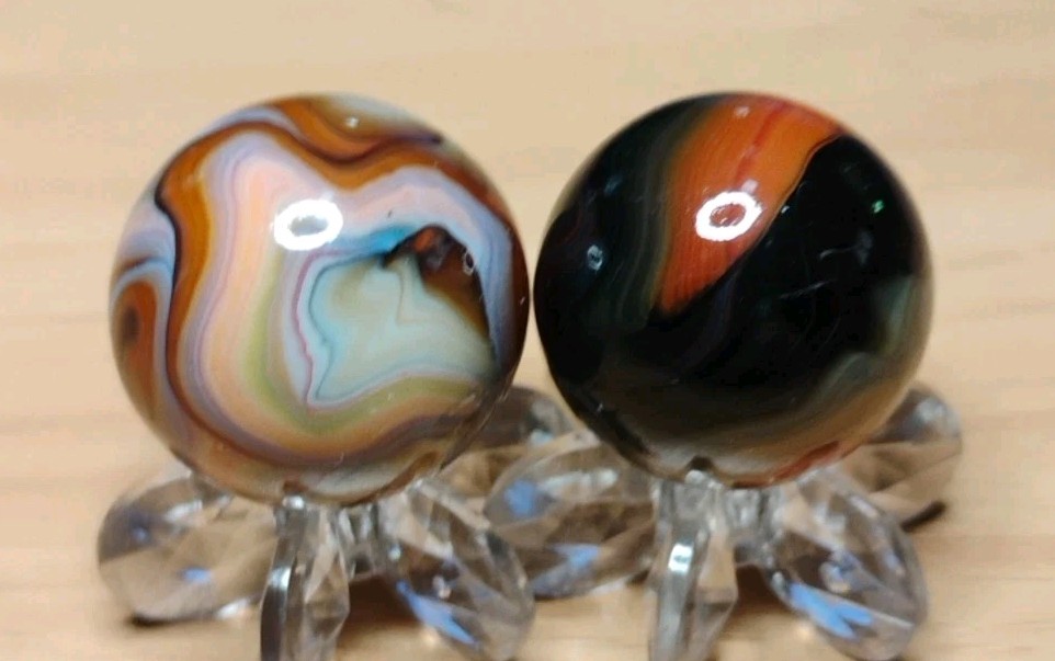 .76″-.73″ JABO/D.A.S. MARBLES🔥LOT X2 GLASS SWIRL TOYS NM