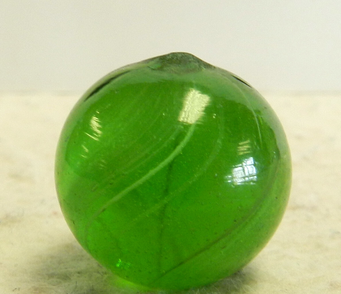 #12931m Large .83 Inches Vintage German Handmade Green Glass Swirl Marble