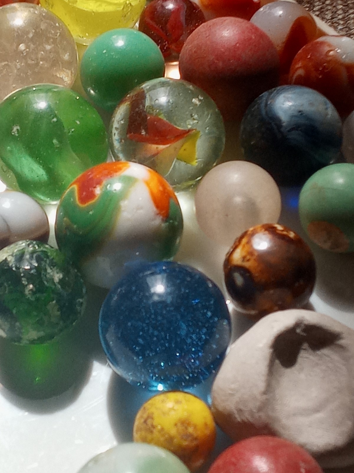 Antique & Vintage Mixed Marble Lot of 12lbs Marbles Great Old Collection Bucket