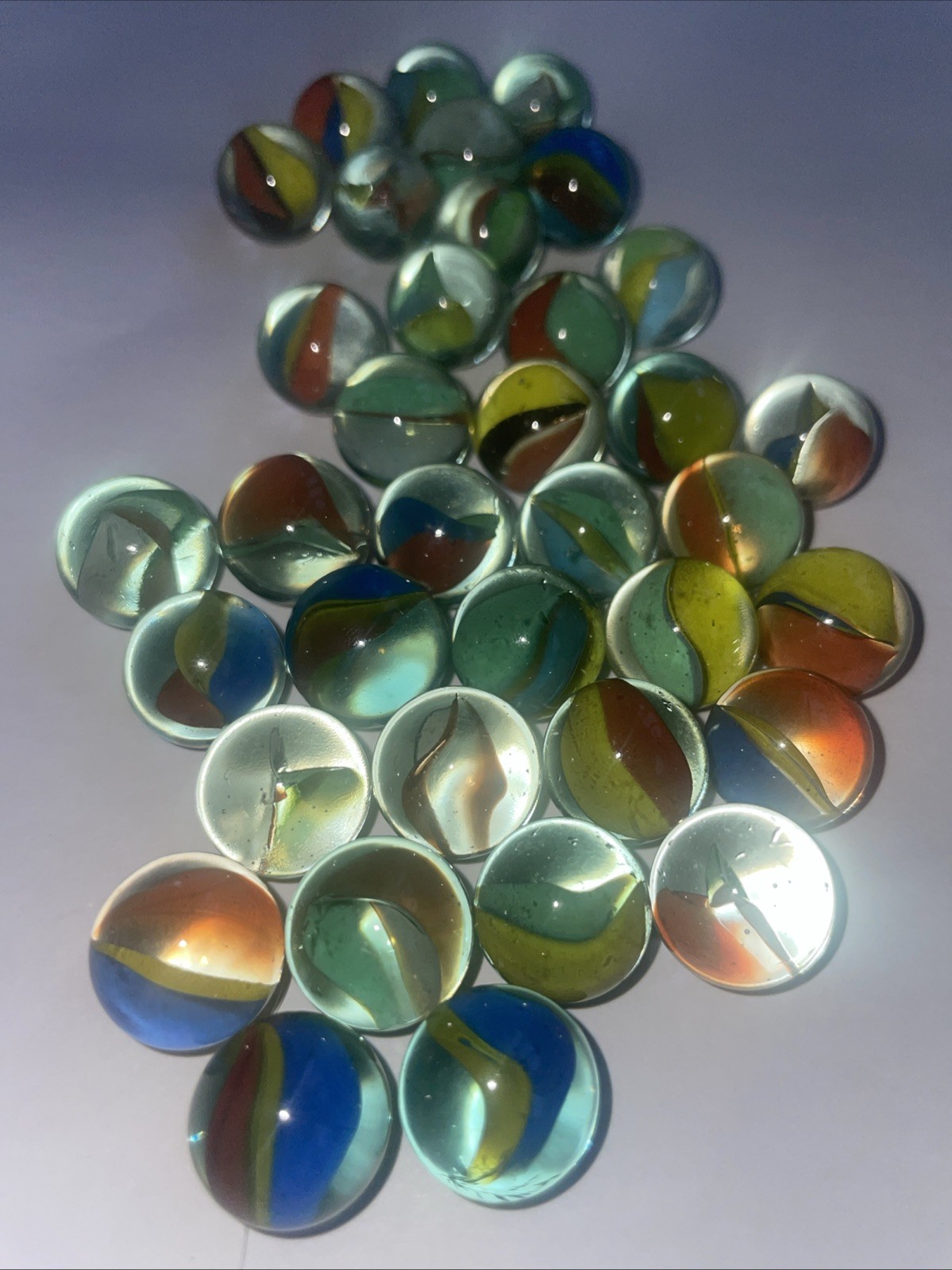 Matsumo 3 Vane Multi Color Japanese Marbles Lot Of 36